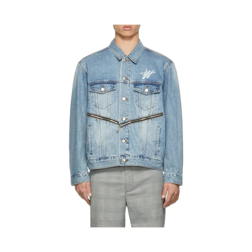 Logo-Print Zip-Detail Denim Jacket