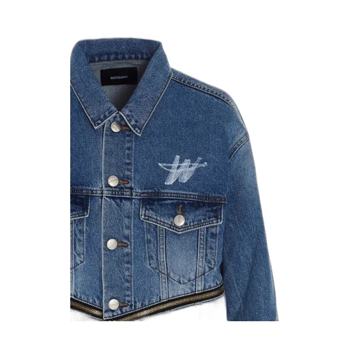 Logo-Print Zip-Detail Denim Jacket