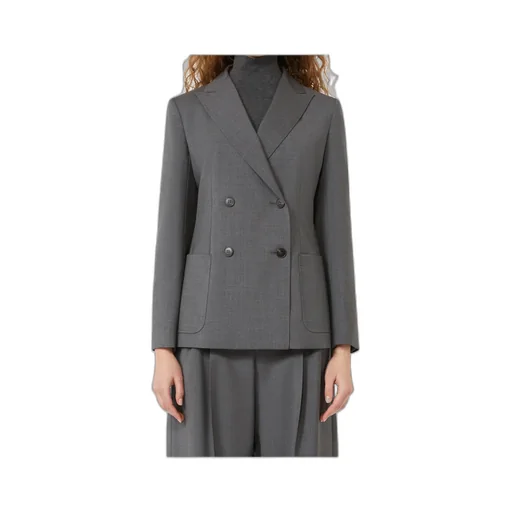 Double-Breasted Blazer In Wool Canvas