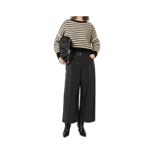 Wide Leg Leather Trousers