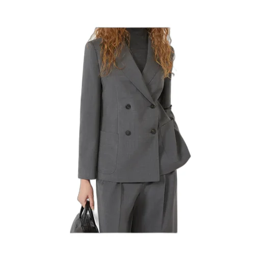 Double-Breasted Blazer In Wool Canvas
