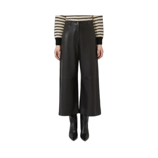 Wide Leg Leather Trousers