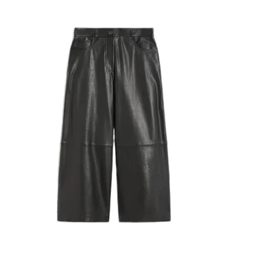 Wide Leg Leather Trousers
