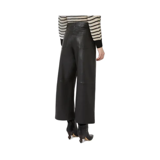 Wide Leg Leather Trousers