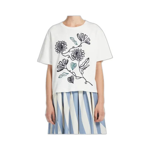 Floral Patterned Crewneck T-Shirt