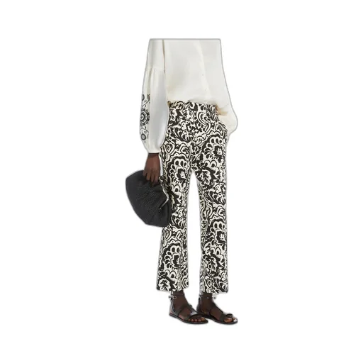Printed Basketweave Trousers
