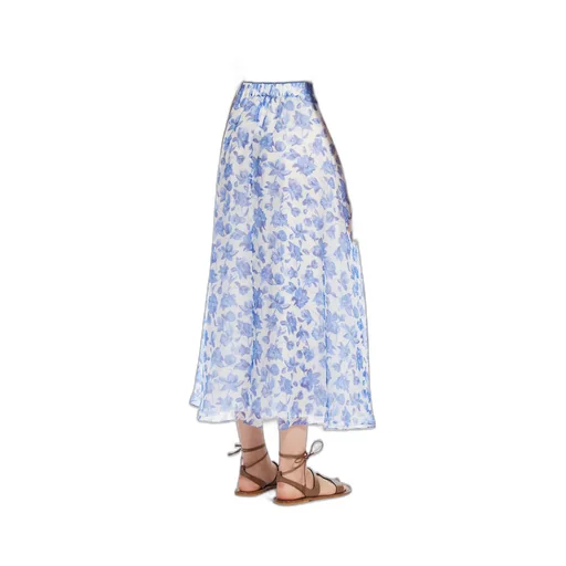 Printed Flared Midi Skirt