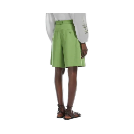 Cotton And Linen Flared Bermuda Shorts