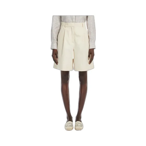 Cotton And Linen Flared Bermuda Shorts