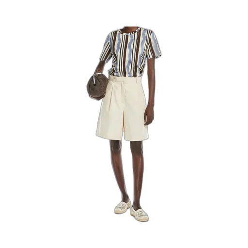 Cotton And Linen Flared Bermuda Shorts