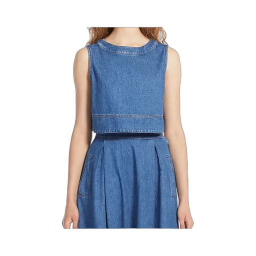 Crewneck Sleeveless Denim Top