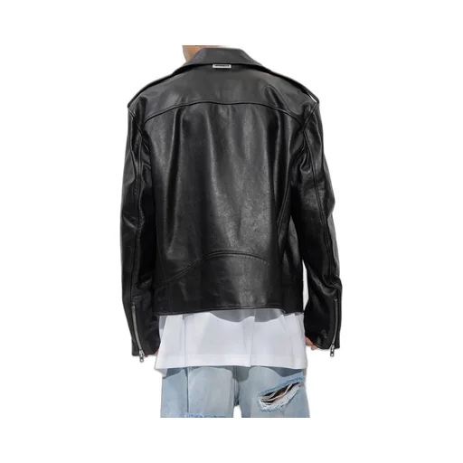 Long-Sleeved Leather Jacket