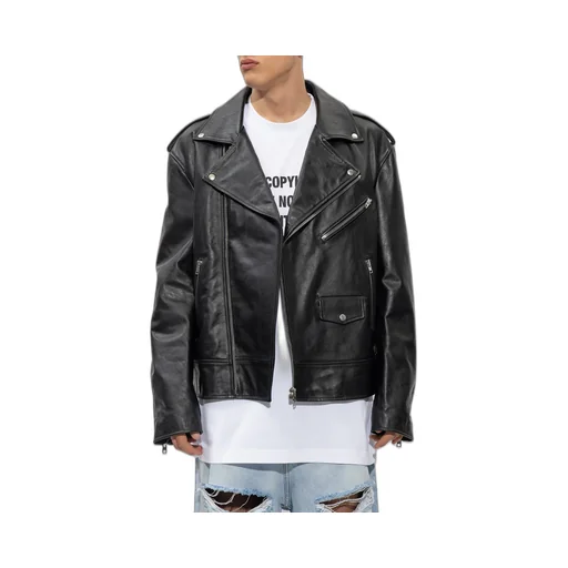Long-Sleeved Leather Jacket