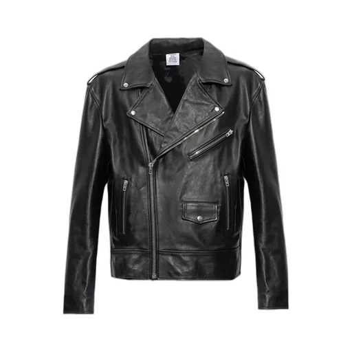 Long-Sleeved Leather Jacket