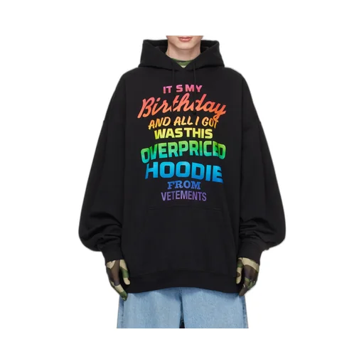 Rainbow Text-Print Hoodie