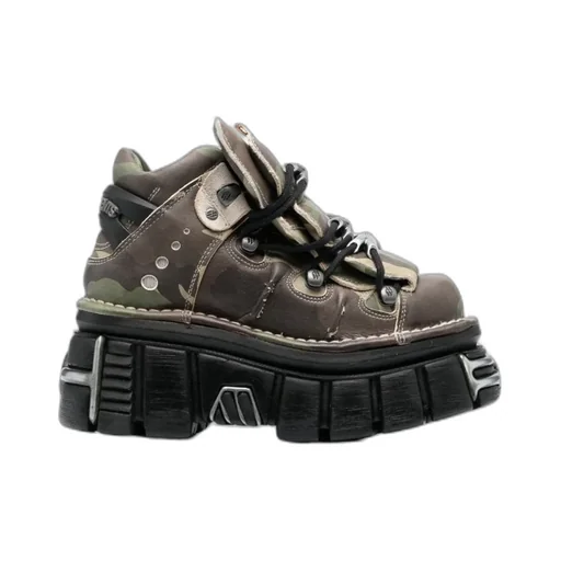 X New Rock Camo Printed Platform Sneakers