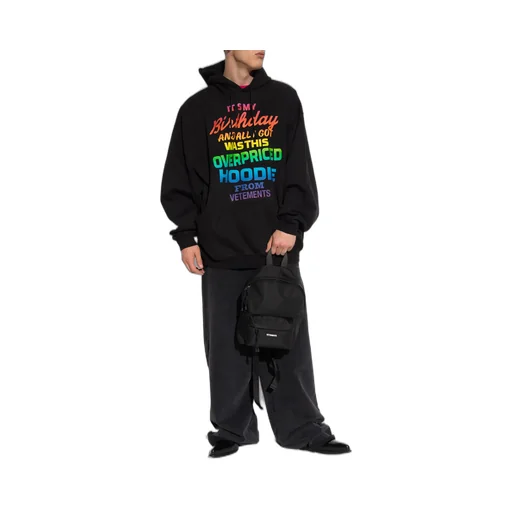 Rainbow Text-Print Hoodie