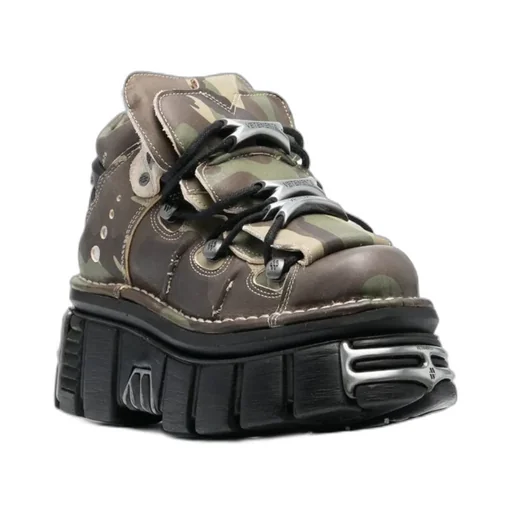 X New Rock Camo Printed Platform Sneakers