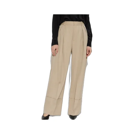 Wide Leg Turn-Up Trousers