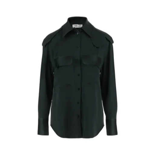 Curved Hem Satin Shirt