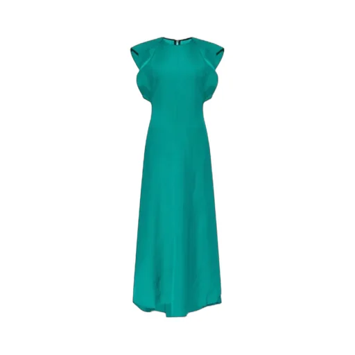Folded Cap-Sleeve Midi Dress