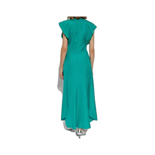 Folded Cap-Sleeve Midi Dress