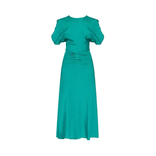 Gathered-Detail Midi Dress