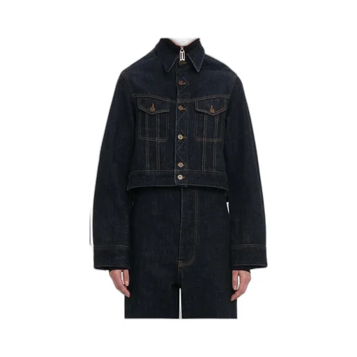 Buttoned Denim Cropped Jacket
