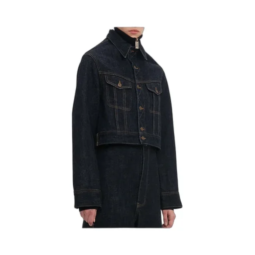 Buttoned Denim Cropped Jacket