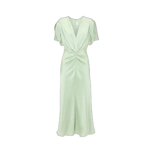 Gathered V-Neck Midi Dress