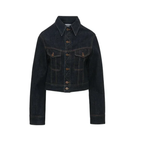 Buttoned Denim Cropped Jacket