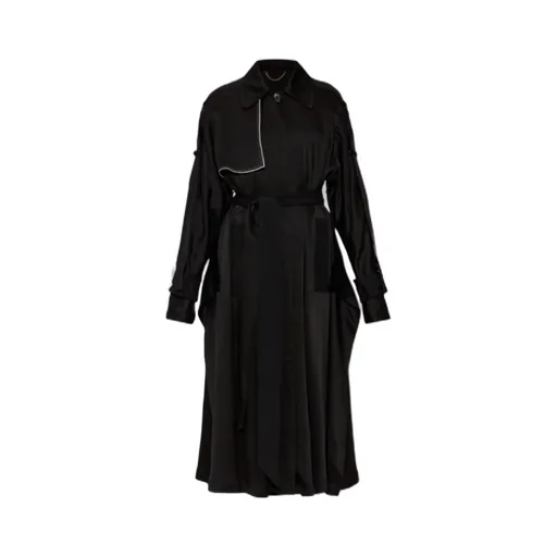 Contrast-Trim Trench Coat