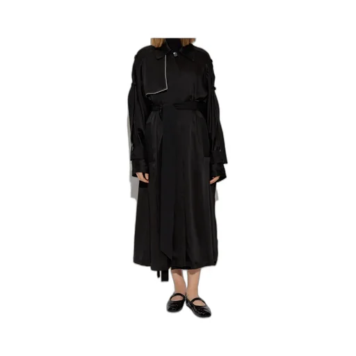 Contrast-Trim Trench Coat