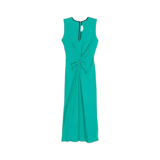 Gathered V-Neck Midi Dress