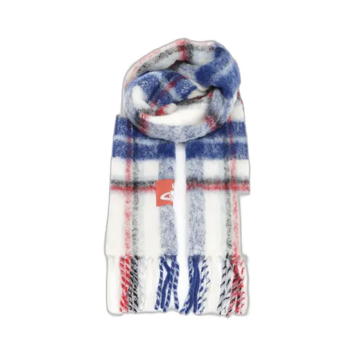 Logo Patch Checked Fringed Scarf