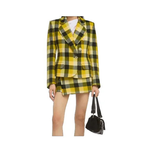 Single Breasted Checked Jacket