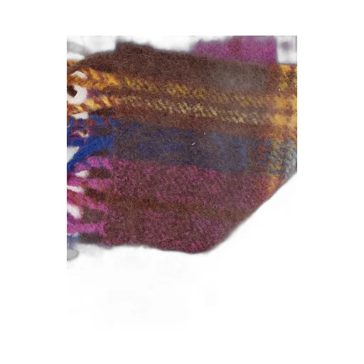 Logo Patch Checked Fringed Scarf