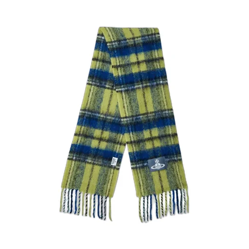Logo Patch Checked Fringed Scarf
