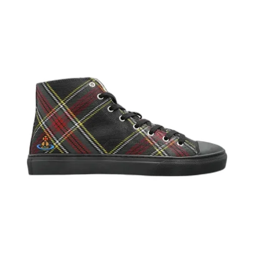 Checked Lace-Up Sneakers