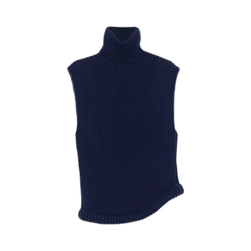 Sleeveless High-Neck Knitted Pullover