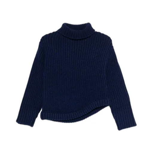 Asymmetric Hem High-Neck Jumper