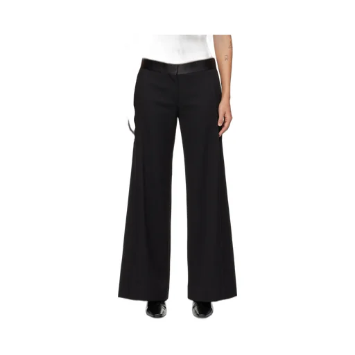 Wide-Leg Satin-Trim Trousers