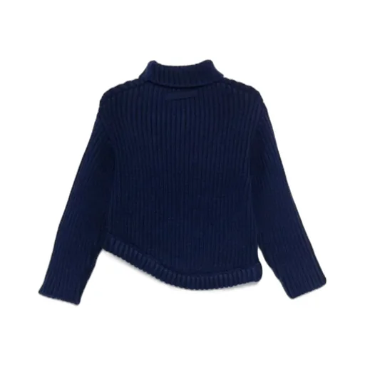 Asymmetric Hem High-Neck Jumper