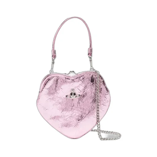 Heart-Shaped Metallic Clutch Bag