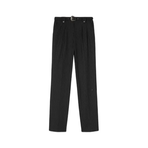 Pinstriped Logo-Engraved Straight Trousers