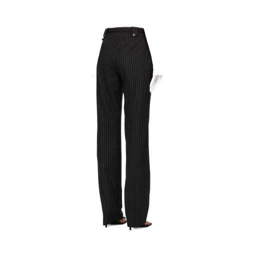 Pinstriped Logo-Engraved Straight Trousers