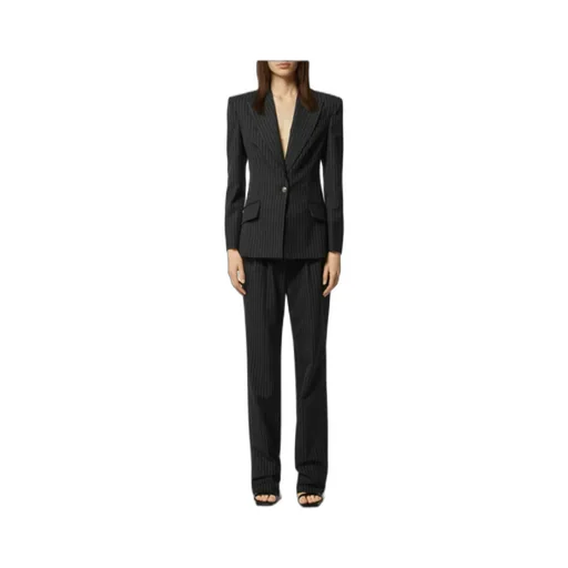 Pinstriped Logo-Engraved Straight Trousers