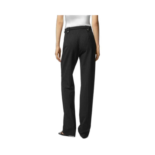 Pinstriped Logo-Engraved Straight Trousers