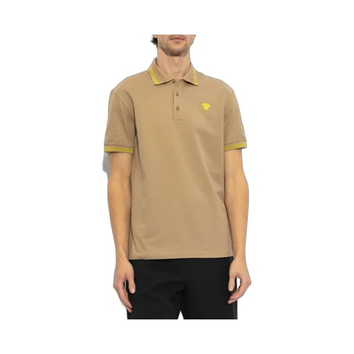 Medusa-Embroidered Short-Sleeved Polo Shirt