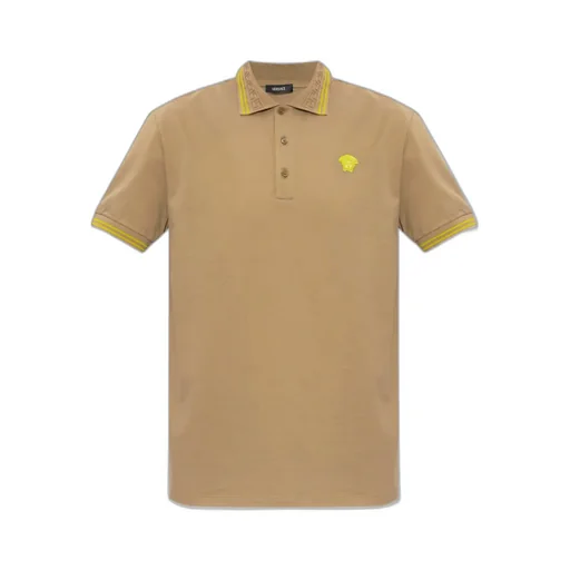 Medusa-Embroidered Short-Sleeved Polo Shirt